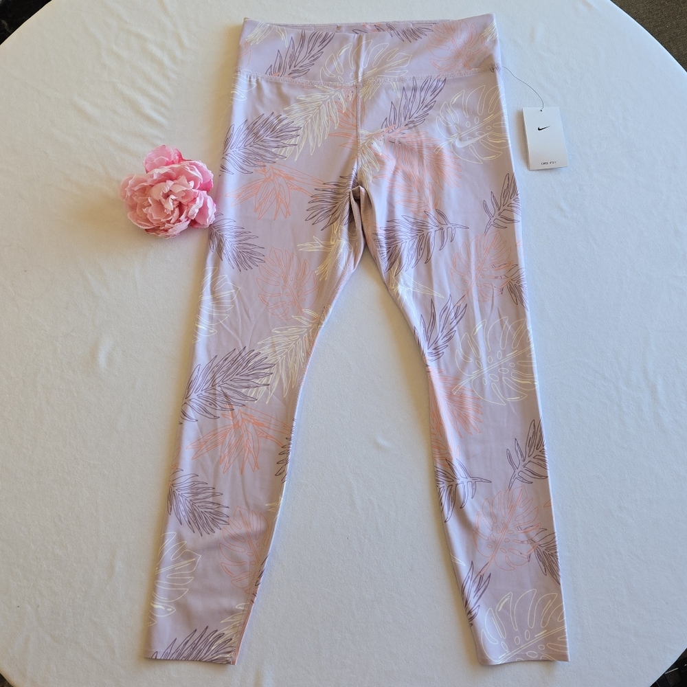 🏷️NIKE Dry-Fit One Luxe Women's Mid-Rise 7/8 Floral Leggings Purple Size L - Picture 10 of 14